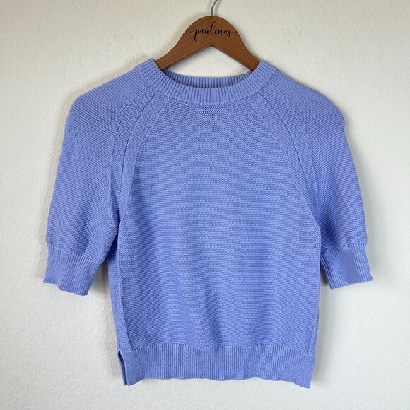 French Connection Sweater Womens XS Perwinkle Blue Short Sleeve Knit Cotton - Picture 1 of 7